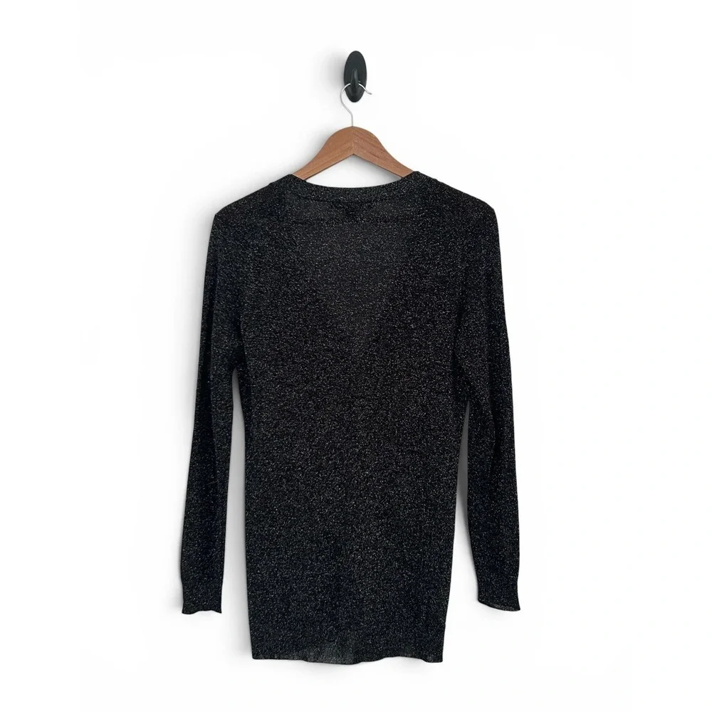 Brooks Brothers Women's XS Black Silver Metallic Long Sleeves Cardigan Top NWOT